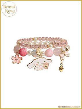 Crystal Beaded Bracelet Set Stretch Elastic Cute Cartoon Jewelry Women's
